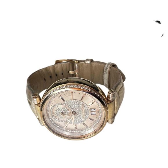 Michael Kors MK Watch Rose Gold Rhinestone CZ Chronograph Leather New Battery - Picture 7 of 12